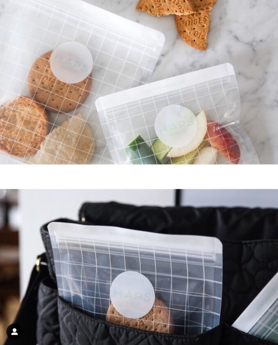 3-Pack Small Reusable Check Snack Bags by Haps Nordic